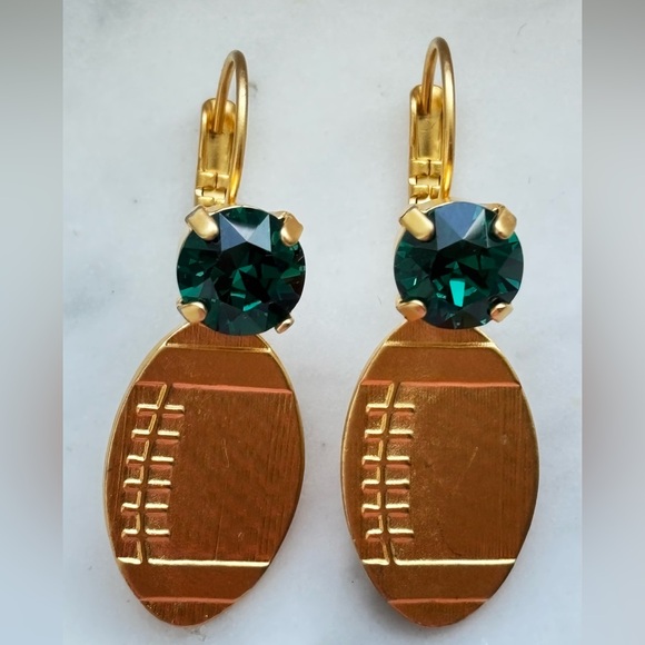 Football Earrings with Swarovski Stone - NWT - Picture 3 of 6